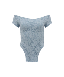 BACK STRING FLOWER LACE TOP SKY