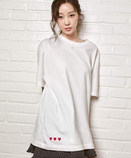 LO.FL] ラブステッチ半袖Tシャツホワイト（Tシャツ/カットソー