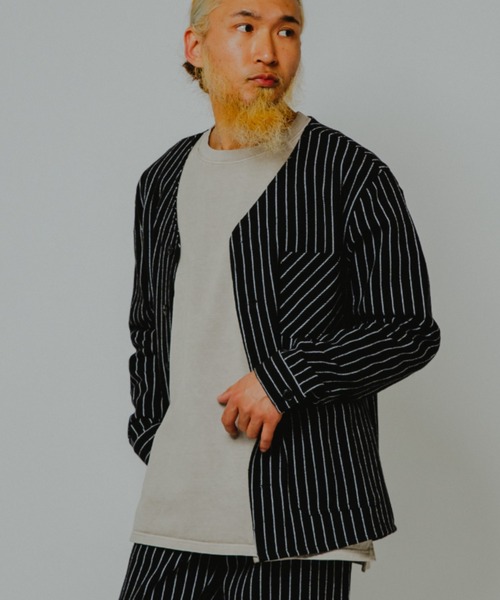 BIG MIKE(ビッグマイク)の「BIG MIKE ビッグマイク /26秋冬新作 ヘビーフランネル Vネック ワークカーディガン セットアップ対応 ストライプ柄 チェック柄 //// 102636250(カーディガン/ボレロ・メンズ・ブラック×グレー/ブラウン系その他/ブルー系その他/ストライプ・MEDIUM/X-LARGE/LARGE)」の4枚目の写真