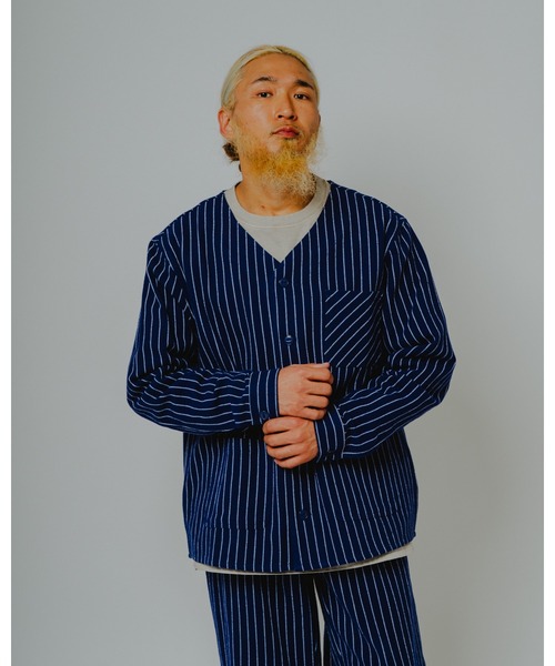 BIG MIKE(ビッグマイク)の「BIG MIKE ビッグマイク /26秋冬新作 ヘビーフランネル Vネック ワークカーディガン セットアップ対応 ストライプ柄 チェック柄 //// 102636250(カーディガン/ボレロ・メンズ・ブラック×グレー/ブラウン系その他/ブルー系その他/ストライプ・MEDIUM/X-LARGE/LARGE)」の5枚目の写真