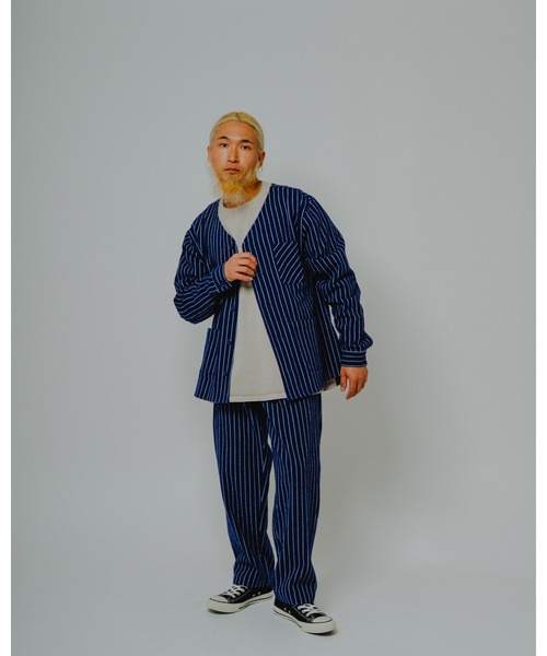 BIG MIKE(ビッグマイク)の「BIG MIKE ビッグマイク /26秋冬新作 ヘビーフランネル Vネック ワークカーディガン セットアップ対応 ストライプ柄 チェック柄 //// 102636250(カーディガン/ボレロ・メンズ・ブラック×グレー/ブラウン系その他/ブルー系その他/ストライプ・MEDIUM/X-LARGE/LARGE)」の8枚目の写真