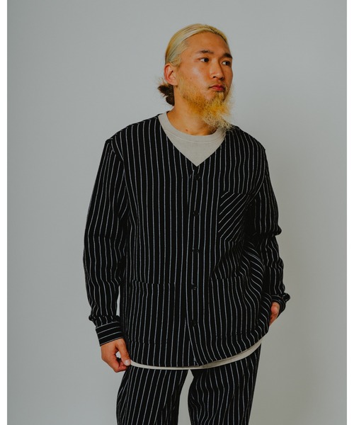 BIG MIKE(ビッグマイク)の「BIG MIKE ビッグマイク /26秋冬新作 ヘビーフランネル Vネック ワークカーディガン セットアップ対応 ストライプ柄 チェック柄 //// 102636250(カーディガン/ボレロ・メンズ・ブラック×グレー/ブラウン系その他/ブルー系その他/ストライプ・MEDIUM/X-LARGE/LARGE)」の9枚目の写真