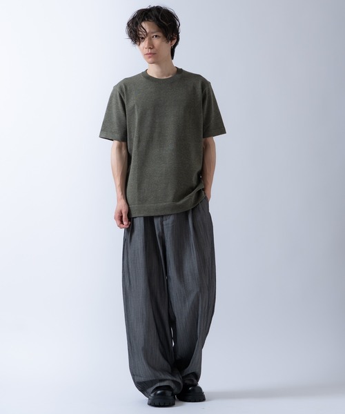 Crownor(クラウノアー)の「サマーニット 半袖 Tシャツ(ニット/セーター・メンズ・ブラック/キャメル/グレー/カーキ・LARGE/MEDIUM)」の5枚目の写真