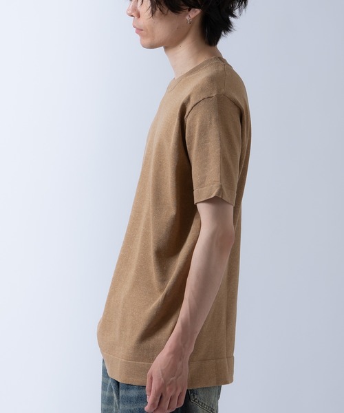Crownor(クラウノアー)の「サマーニット 半袖 Tシャツ(ニット/セーター・メンズ・ブラック/キャメル/グレー/カーキ・LARGE/MEDIUM)」の7枚目の写真