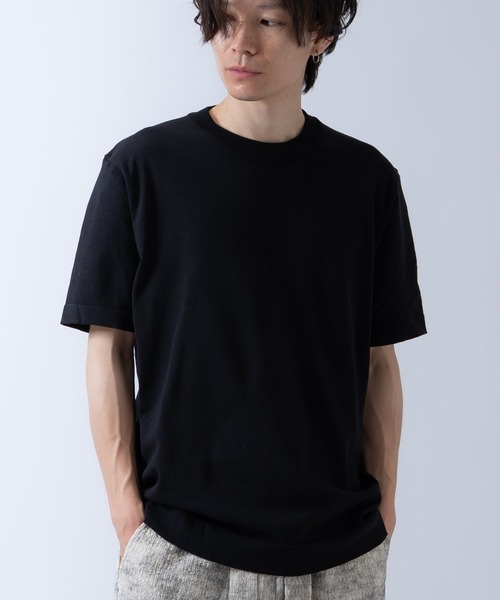 Crownor(クラウノアー)の「サマーニット 半袖 Tシャツ(ニット/セーター・メンズ・ブラック/キャメル/グレー/カーキ・LARGE/MEDIUM)」の17枚目の写真