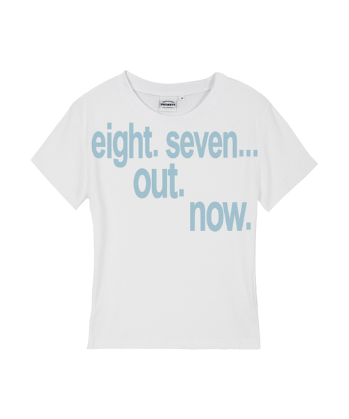PRIMATE(プライメイト)の「OUT レディース スリムフィット 半袖Tシャツ 8カラー(Tシャツ/カットソー・レディース・ホワイト/ホワイト×ブルー/クリーム/カーキ/チャコール/ブラック/ラベンダー/ライトブルー・SMALL/MEDIUM/LARGE)」の2枚目の写真