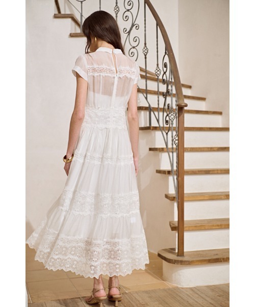 Estella.K(エステラケー)の「Tuscany Lace Dress シアーレースシャツドレス(ワンピース・レディース・ホワイト/ピンク系その他/ストライプ・FREE)」の6枚目の写真