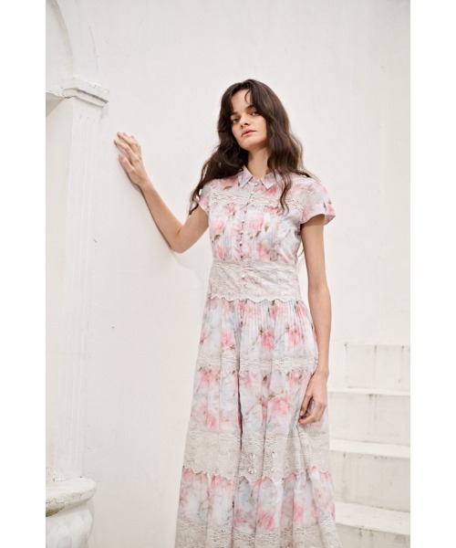 Estella.K(エステラケー)の「Tuscany Lace Dress シアーレースシャツドレス(ワンピース・レディース・ホワイト/ピンク系その他/ストライプ・FREE)」の19枚目の写真