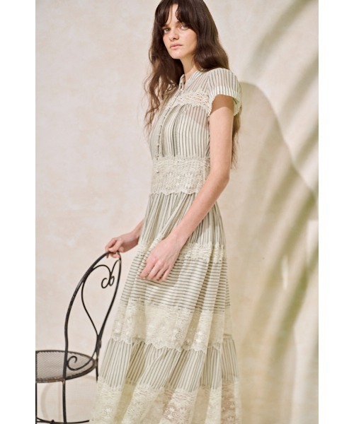 Estella.K(エステラケー)の「Tuscany Lace Dress シアーレースシャツドレス(ワンピース・レディース・ホワイト/ピンク系その他/ストライプ・FREE)」の16枚目の写真