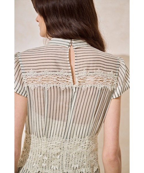 Estella.K(エステラケー)の「Tuscany Lace Dress シアーレースシャツドレス(ワンピース・レディース・ホワイト/ピンク系その他/ストライプ・FREE)」の14枚目の写真