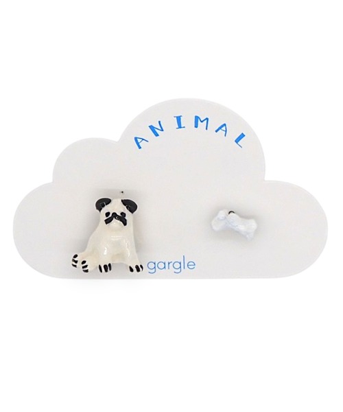 gargle(ガーグル)の「gargle ガーグル:アニマルシリーズ パグ 犬 ドック ピアス(ピアス(両耳用)・レディース・ホワイト/ブラック・FREE)」の5枚目の写真
