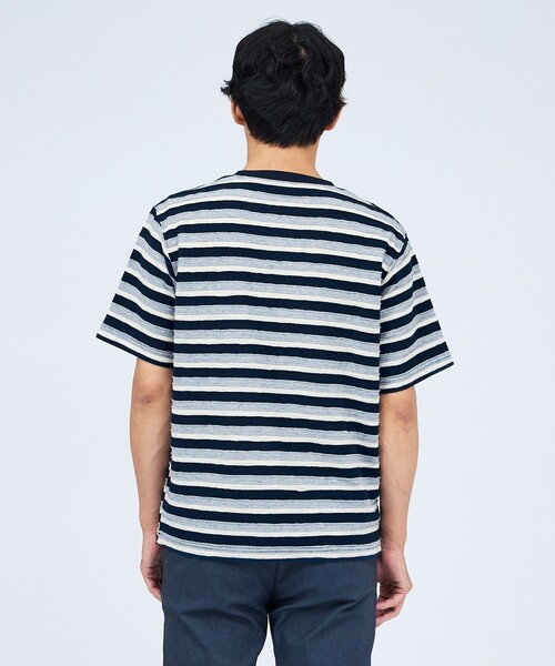 ABAHOUSE GRAY(アバハウスグレイ)の「メランジボーダー 半袖Tシャツ(Tシャツ/カットソー・メンズ・カーキ/ブラウン/チャコールグレー/ホワイト・48/46)」の7枚目の写真