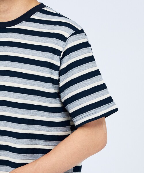 ABAHOUSE GRAY(アバハウスグレイ)の「メランジボーダー 半袖Tシャツ(Tシャツ/カットソー・メンズ・カーキ/ブラウン/チャコールグレー/ホワイト・48/46)」の9枚目の写真