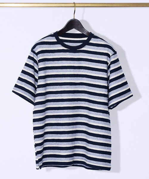 ABAHOUSE GRAY(アバハウスグレイ)の「メランジボーダー 半袖Tシャツ(Tシャツ/カットソー・メンズ・カーキ/ブラウン/チャコールグレー/ホワイト・48/46)」の12枚目の写真