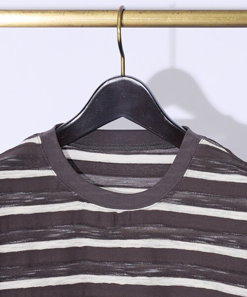ABAHOUSE GRAY(アバハウスグレイ)の「メランジボーダー 半袖Tシャツ(Tシャツ/カットソー・メンズ・カーキ/ブラウン/チャコールグレー/ホワイト・48/46)」の18枚目の写真