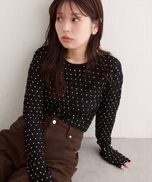 ドット柄クルーネックロンT