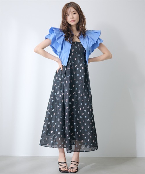 AND COUTURE(アンドクチュール)の「ジャガードタックフレアキャミワンピース(ワンピース・レディース・ブラック系その他/パープル系その他・FREE)」の3枚目の写真