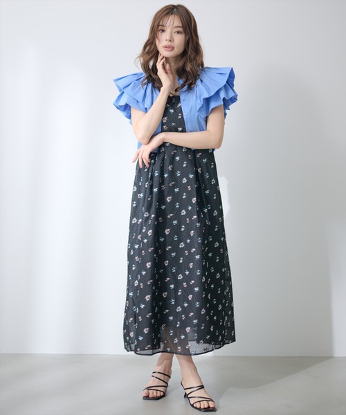 AND COUTURE(アンドクチュール)の「ジャガードタックフレアキャミワンピース(ワンピース・レディース・ブラック系その他/パープル系その他・FREE)」の4枚目の写真