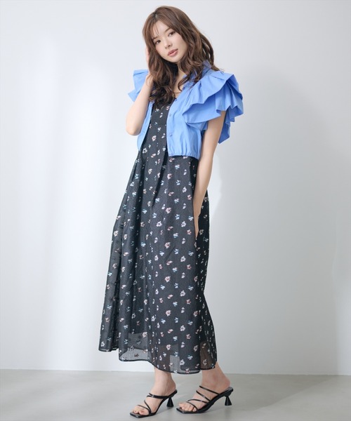 AND COUTURE(アンドクチュール)の「ジャガードタックフレアキャミワンピース(ワンピース・レディース・ブラック系その他/パープル系その他・FREE)」の5枚目の写真