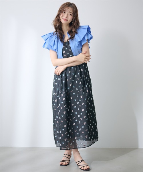 AND COUTURE(アンドクチュール)の「ジャガードタックフレアキャミワンピース(ワンピース・レディース・ブラック系その他/パープル系その他・FREE)」の7枚目の写真