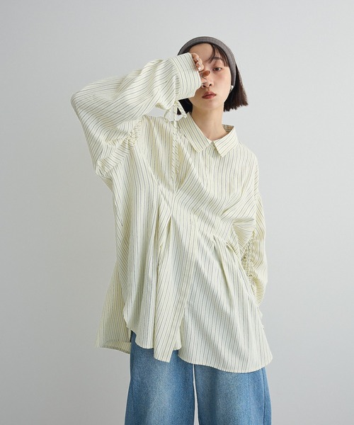 Green Parks(グリーンパークス)の「【WEB限定】ドロストシャーリングウエストタックシャツⅡ(シャツ/ブラウス・レディース・チャコールグレー/サックスブルー/ブルー/アイボリー/ブラウン・FREE)」の12枚目の写真