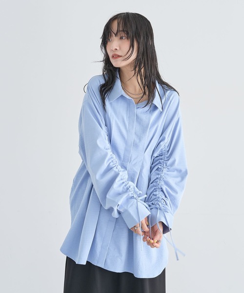 Green Parks(グリーンパークス)の「【WEB限定】ドロストシャーリングウエストタックシャツⅡ(シャツ/ブラウス・レディース・チャコールグレー/サックスブルー/ブルー/アイボリー/ブラウン・FREE)」の17枚目の写真