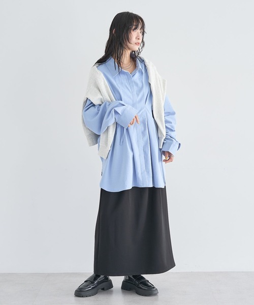 Green Parks(グリーンパークス)の「【WEB限定】ドロストシャーリングウエストタックシャツⅡ(シャツ/ブラウス・レディース・チャコールグレー/サックスブルー/ブルー/アイボリー/ブラウン・FREE)」の18枚目の写真