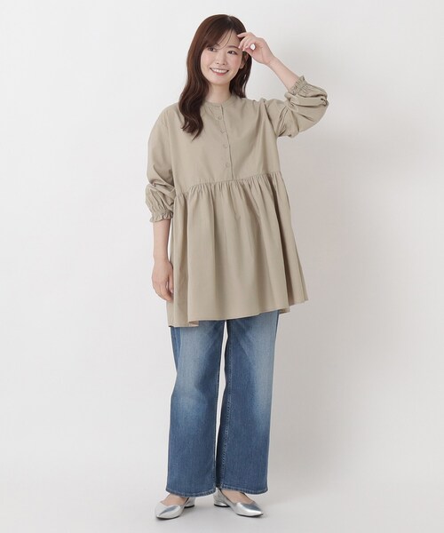 one'sterrace(ワンズテラス)の「ポプリン ウエスト切替チュニックブラウス(シャツ/ブラウス・レディース・その他/ベージュ系8・02)」の11枚目の写真