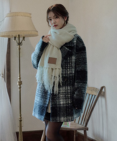 mideal（マイディール）の「check jaket coat / チェックジャケットコート（テーラードジャケット・レディース・ネイビー/ブルー/ブラック・FREE）」の18枚目の写真