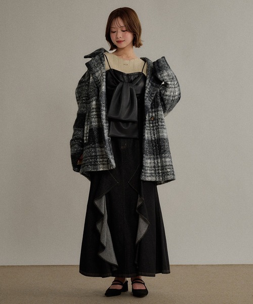 mideal（マイディール）の「check jaket coat / チェックジャケットコート（テーラードジャケット・レディース・ネイビー/ブルー/ブラック・FREE）」の21枚目の写真