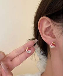 【M2SUQARED/エムツースクエア】ラインストーンいちごピアス/キラキラ華やぐ大人かわいいフルーツモチーフピアス