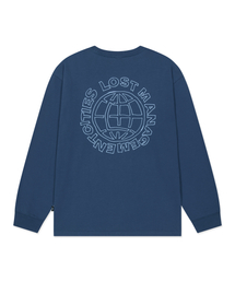 DOODLE GLOBE LONG SLV TEE vintage blue