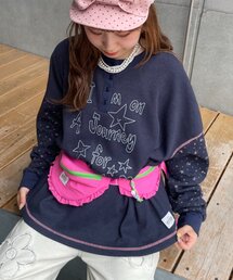 【HELLO.SANFRANCISCO】花柄プリントワッフルヘンリーTEE