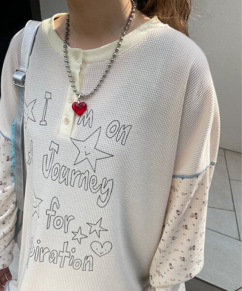 HELLO.SANFRANCISCO(ハローサンフランシスコ)の「【HELLO.SANFRANCISCO】花柄プリントワッフルヘンリーTEE(Tシャツ/カットソー・レディース・ネイビー/アイボリー・ONE SIZE)」の10枚目の写真
