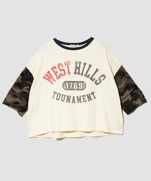go slow caravan(ゴースローキャラバン)の「GENTIL/ジャンティー カモフラ袖 Big TEE(Tシャツ/カットソー・レディース・ナチュラル/チャコールグレー・FREE)」の2枚目の写真