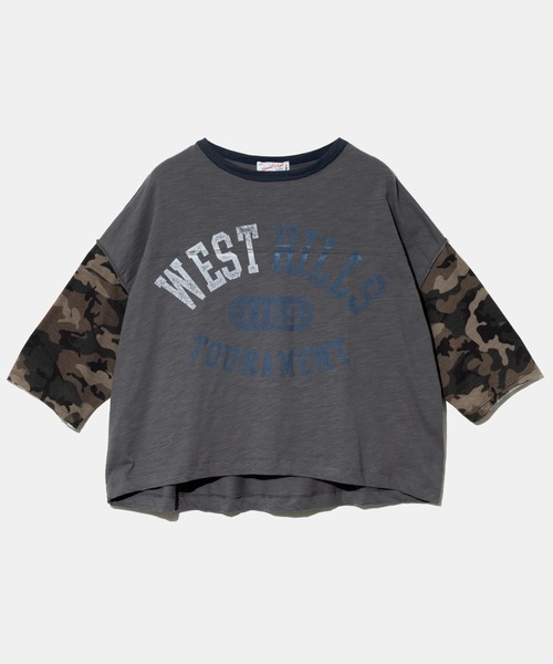go slow caravan(ゴースローキャラバン)の「GENTIL/ジャンティー カモフラ袖 Big TEE(Tシャツ/カットソー・レディース・ナチュラル/チャコールグレー・FREE)」の1枚目の写真