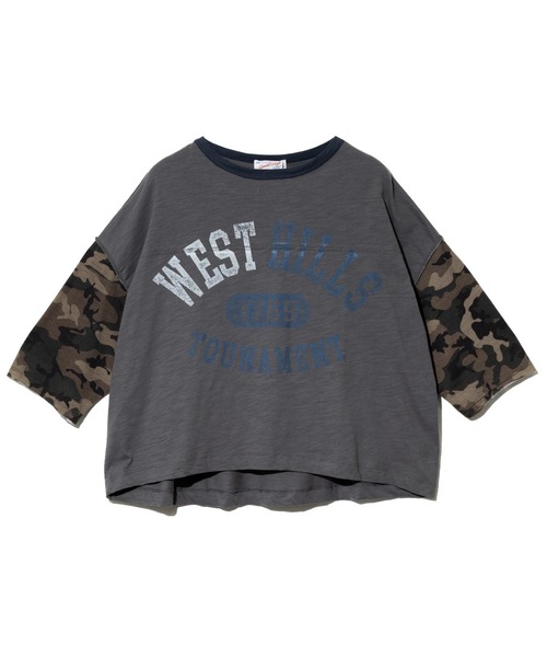 go slow caravan(ゴースローキャラバン)の「GENTIL/ジャンティー カモフラ袖 Big TEE(Tシャツ/カットソー・レディース・ナチュラル/チャコールグレー・FREE)」の4枚目の写真