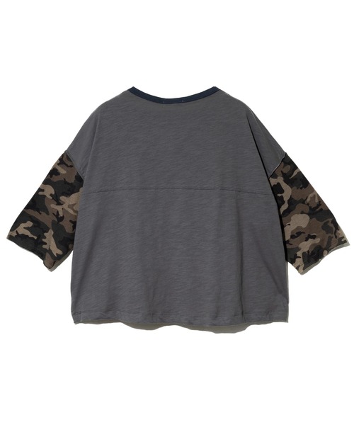 go slow caravan(ゴースローキャラバン)の「GENTIL/ジャンティー カモフラ袖 Big TEE(Tシャツ/カットソー・レディース・ナチュラル/チャコールグレー・FREE)」の5枚目の写真