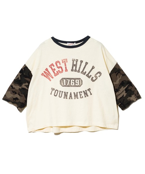 go slow caravan(ゴースローキャラバン)の「GENTIL/ジャンティー カモフラ袖 Big TEE(Tシャツ/カットソー・レディース・ナチュラル/チャコールグレー・FREE)」の6枚目の写真