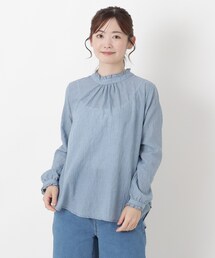 リップルスタンドフリルブラウス