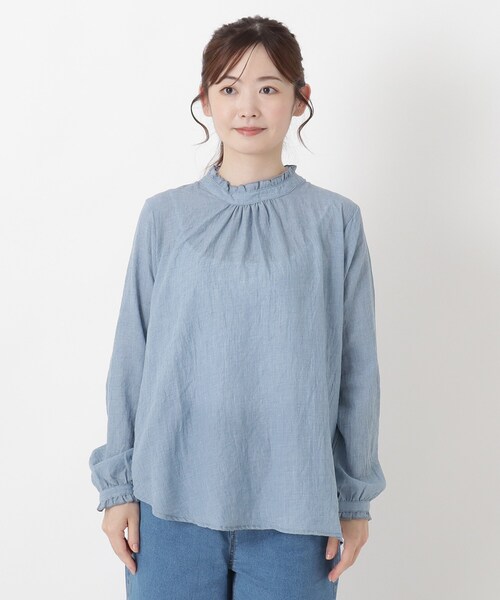 one'sterrace(ワンズテラス)の「リップルスタンドフリルブラウス(シャツ/ブラウス・レディース・ブラック系8/ネイビー系5/アイボリー系8・02)」の4枚目の写真