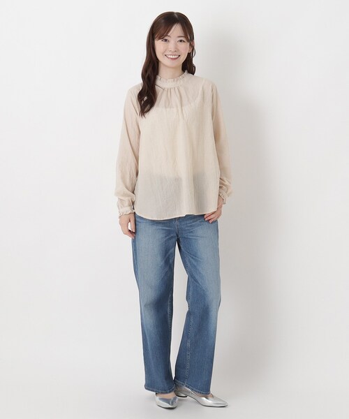 one'sterrace(ワンズテラス)の「リップルスタンドフリルブラウス(シャツ/ブラウス・レディース・ブラック系8/ネイビー系5/アイボリー系8・02)」の13枚目の写真