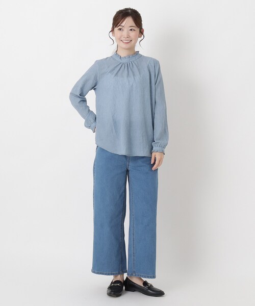 one'sterrace(ワンズテラス)の「リップルスタンドフリルブラウス(シャツ/ブラウス・レディース・ブラック系8/ネイビー系5/アイボリー系8・02)」の17枚目の写真