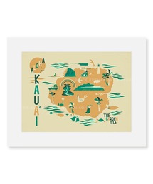 GREENROOM（グリーンルーム）の「【NICK KUCHAR / ニック・カッチャー】KAUAI MAP マットプリント(11×14 inch)（ポスター/アート）」