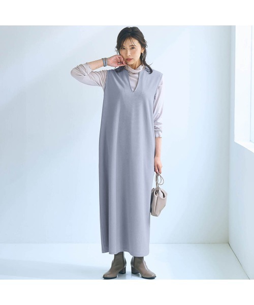Belle Maison(ベルメゾン)の「体型カバーも叶うジャンスカ【乾燥機OK】(ジャンパースカート・レディース・ブラック/グレイッシュブルー/モカ・3L/LL/L/M/S)」の6枚目の写真