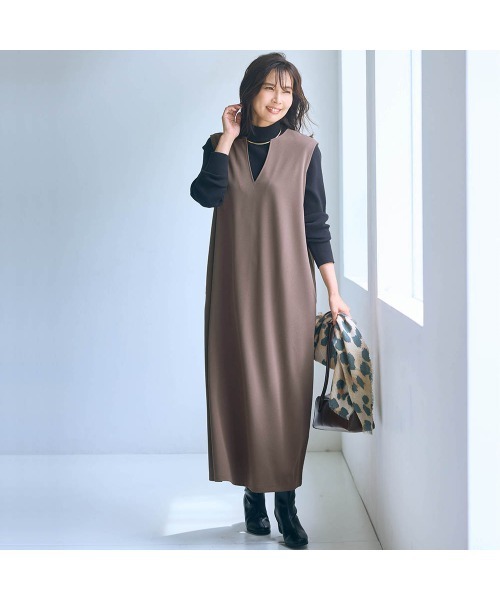 Belle Maison(ベルメゾン)の「体型カバーも叶うジャンスカ【乾燥機OK】(ジャンパースカート・レディース・ブラック/グレイッシュブルー/モカ・3L/LL/L/M/S)」の7枚目の写真