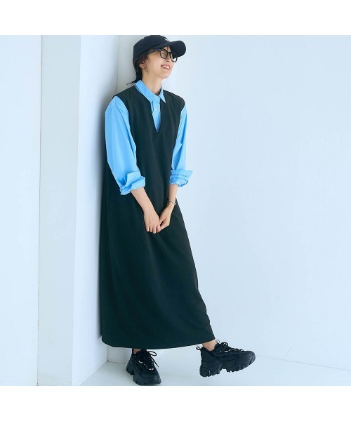 Belle Maison(ベルメゾン)の「体型カバーも叶うジャンスカ【乾燥機OK】(ジャンパースカート・レディース・ブラック/グレイッシュブルー/モカ・3L/LL/L/M/S)」の12枚目の写真