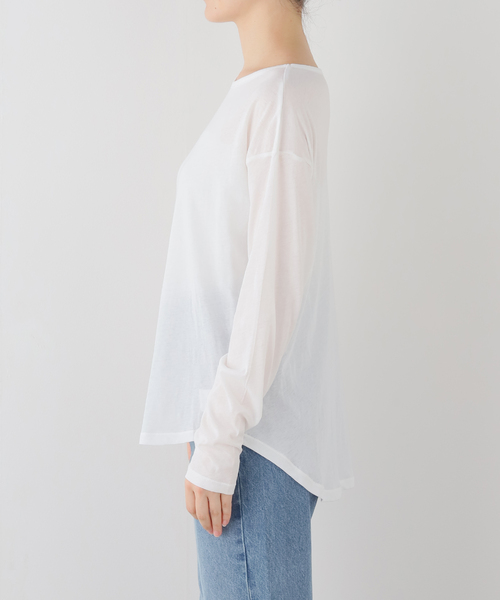 SLOBE IENA(スローブイエナ)の「シアープルオーバー(Tシャツ/カットソー・レディース・ホワイト/ボルドー・FREE)」の3枚目の写真