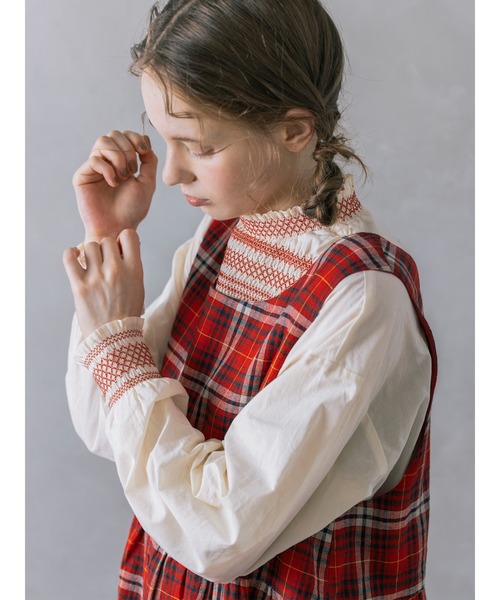 Samansa Mos2（サマンサ モスモス）の「【Cross×Linen】ふんわり前後着ジャンスカ（ワンピース・レディース・ベージュ/チャコール/レッド/キナリ・M/S）」の14枚目の写真