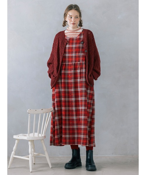 Samansa Mos2（サマンサ モスモス）の「【Cross×Linen】ふんわり前後着ジャンスカ（ワンピース・レディース・ベージュ/チャコール/レッド/キナリ・M/S）」の18枚目の写真